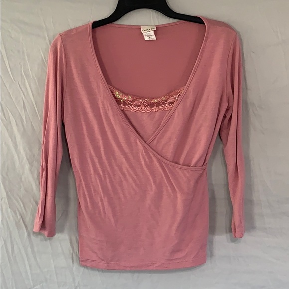 Check It Out Pink Lace Blouse With Cami Large - Picture 2 of 6
